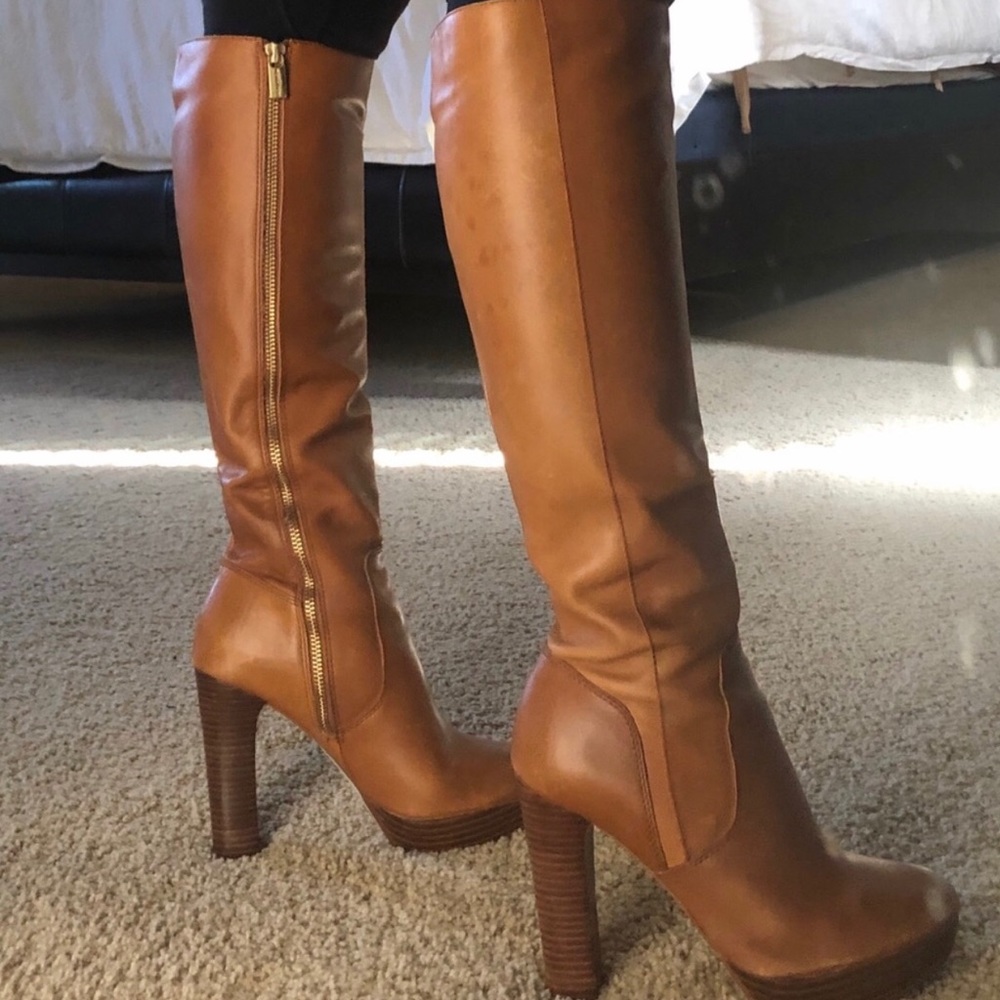 Michael Kors knee high platform leather boots
